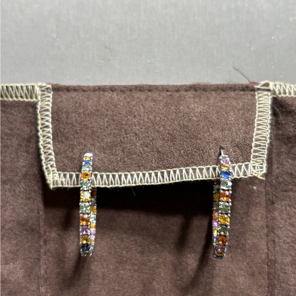 Sterling Silver Multicolored Sapphire Earrings